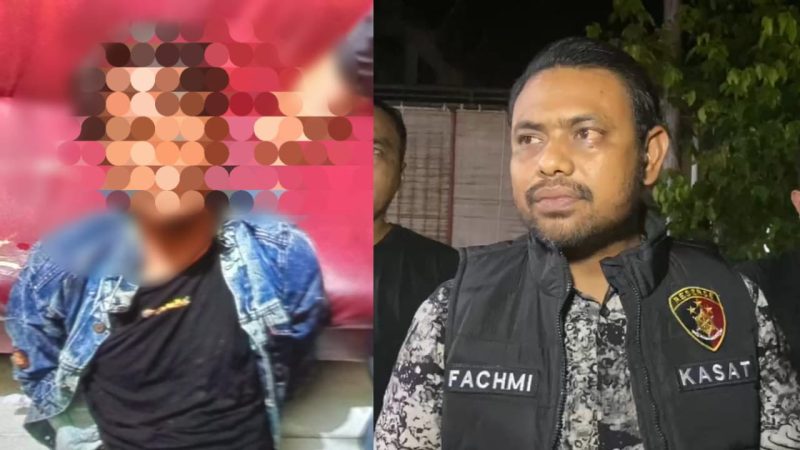 Kiri, RF (22) Terduga pelaku penganiayaan berat dengan menggodok leher seorang pria (kana) Iptu Fachmi Sucyandi Kasat Reskrim Polres Aceh Barat