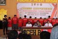 Polres Aceh Barat berhasil mengungkap Sejumlah Kasus Tindak pidana yang terjadi di Wilayah Kabupaten Aceh Barat, Hal ini disampaikan langsung oleh Kapolres. Foto istimewa 